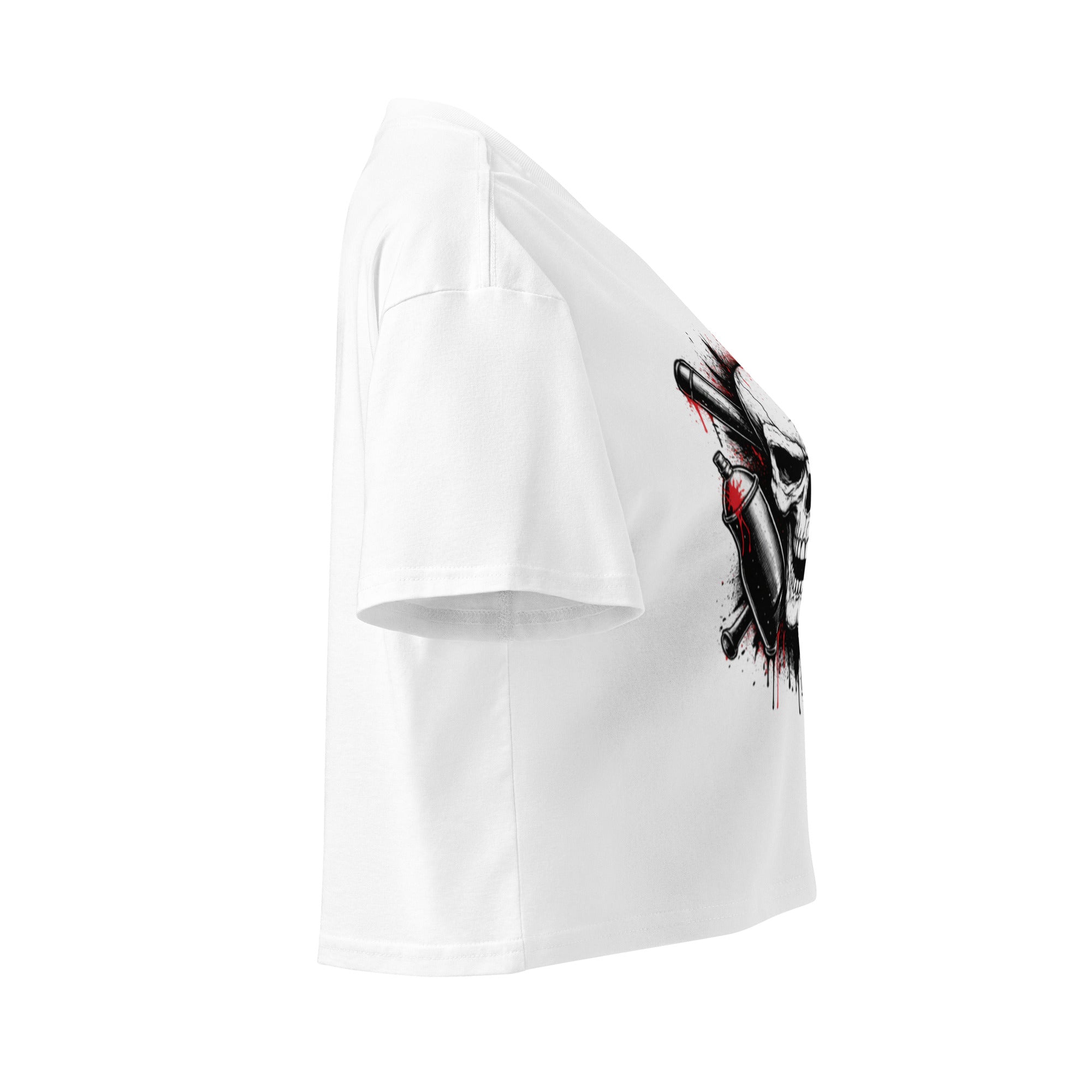 Crop top blanc grunge spray paint - 8