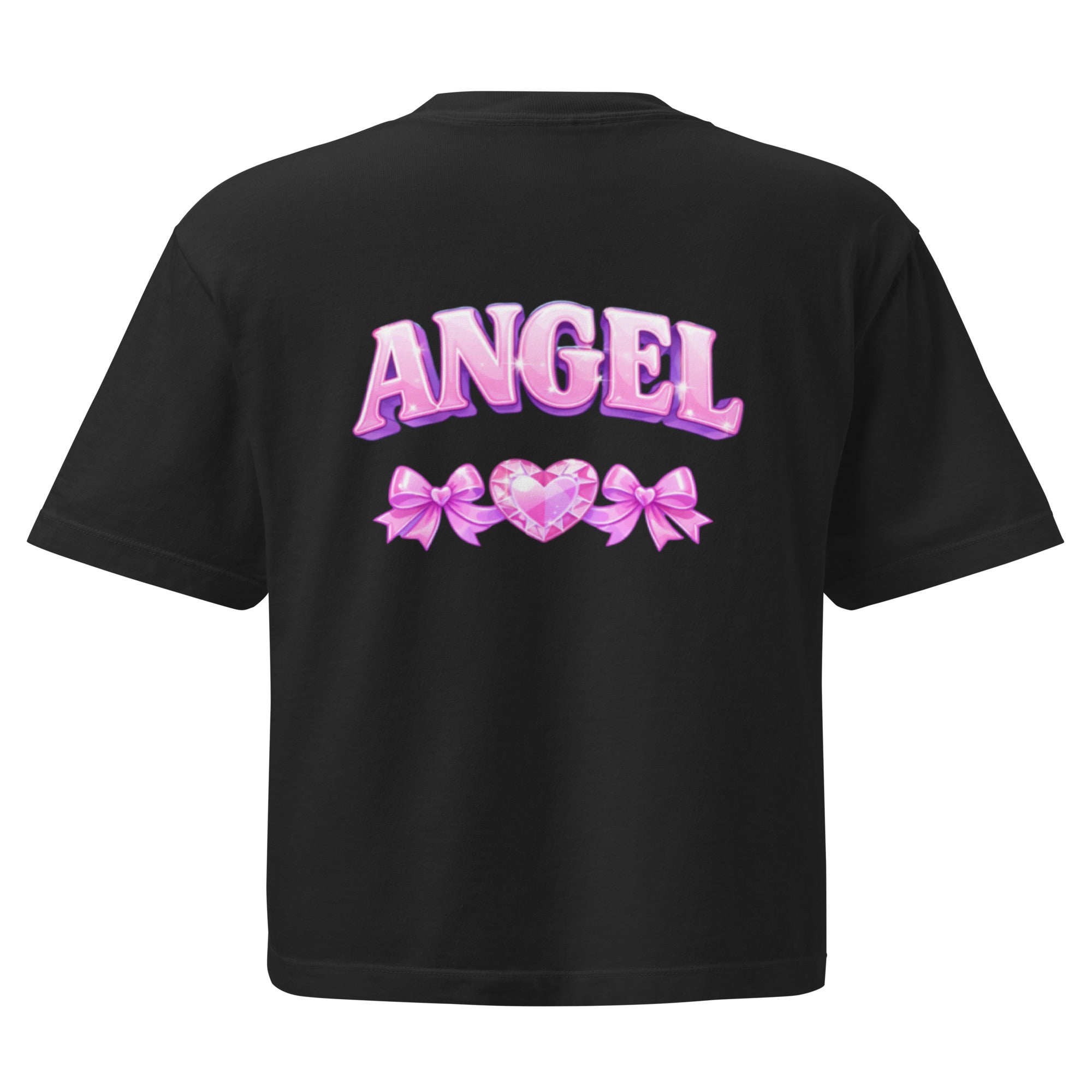 T-shirt boxy femme noir- Angel - 1