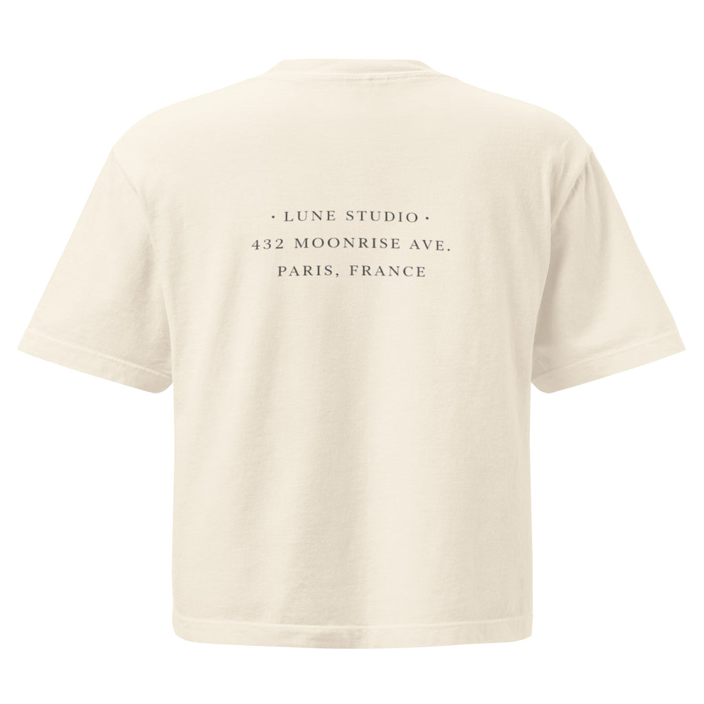 T-shirt boxy femme beige - Live in Paris - 1