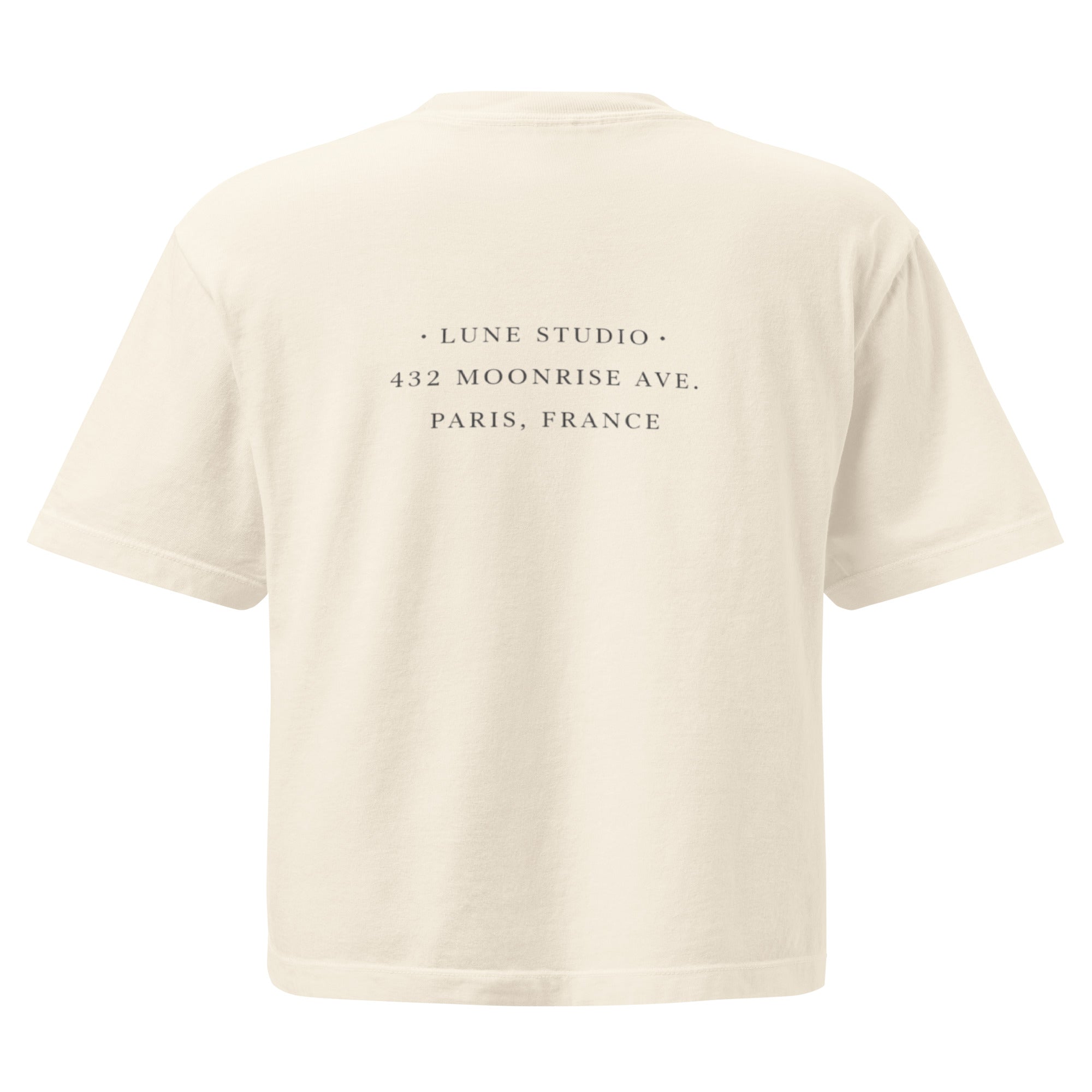 T-shirt boxy femme beige - Live in Paris - 1