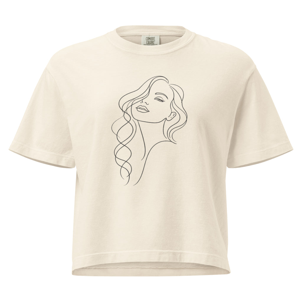 T-shirt boxy femme beige - Traits - 1
