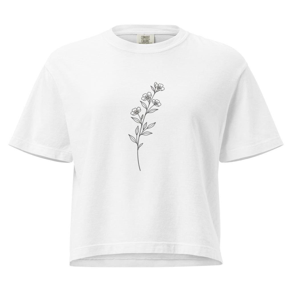 T-shirt boxy femme blanc botanical line - 1