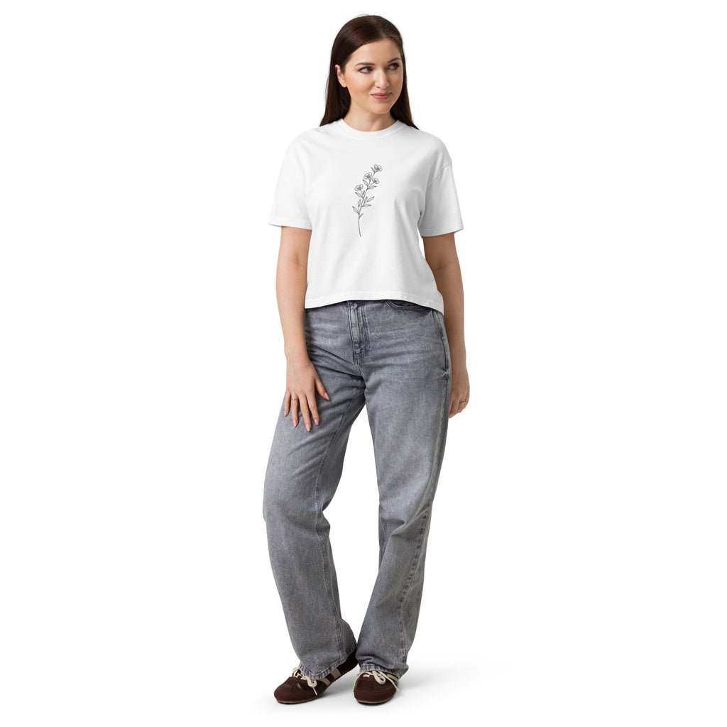 T-shirt boxy femme blanc botanical line - 2